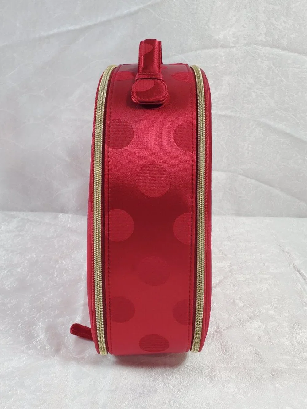 Estee Lauder Red Polka Dot Cosmetic Train Case Makeup Travel Bag 10.5
